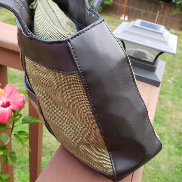 VINTAGE Bag LIZ CLAIBORNE Olive Green Roomy Vegan - Picture 7 of 13